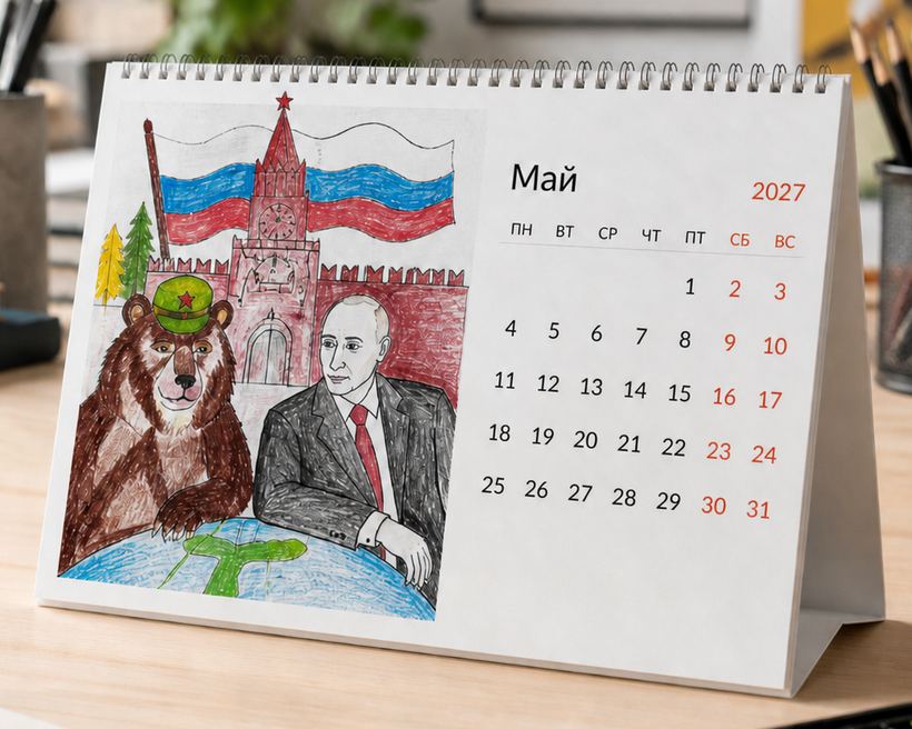 Пример настольного календаря с детским рисунком